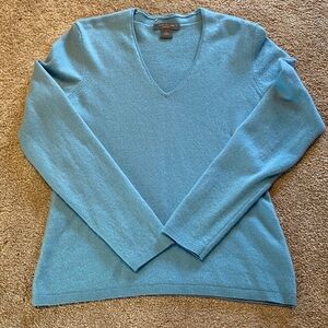 Ann Taylor Blue Cashmere V-Neck Sweater